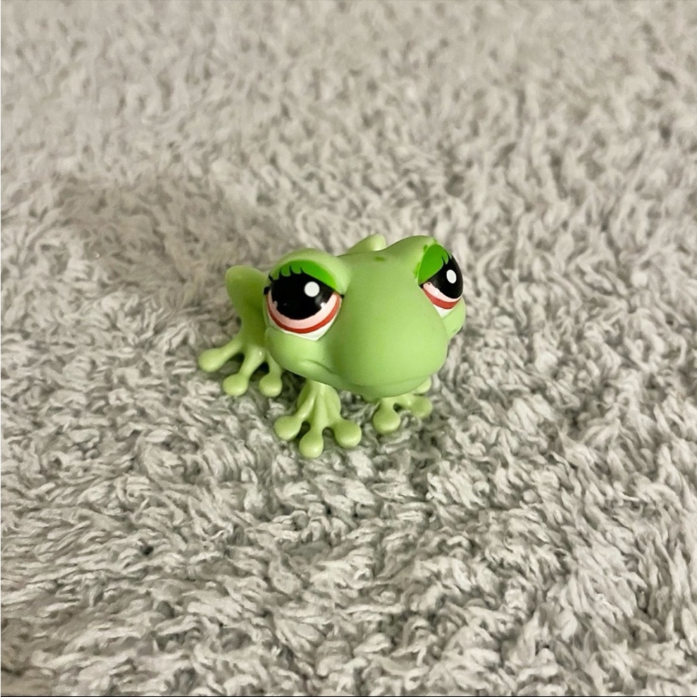 ❄️5/$20 Green Spotted Tree Frog With Pink Eyes Eyelashes Littlest Pet Shop #898